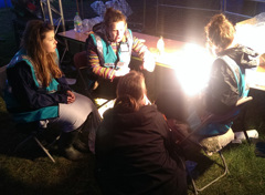 Story time in the festival campsites 