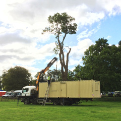 The Hotbox Events office on it way in to Leeds Festival 