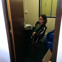 Another hard morning for Jo in the Hotbox office 
