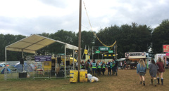 Hotbox Events volunteers at a shift change in the Leeds Festival campsites 