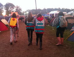 Hotbox Events volunteers keeping a lookout for hazards in the festival campsites 