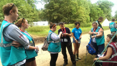 Hotbox volunteers working in the performer campsite 