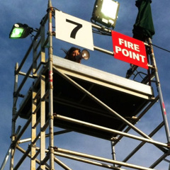 Hotbox volunteers working on the Leeds Festival Fire Towers 