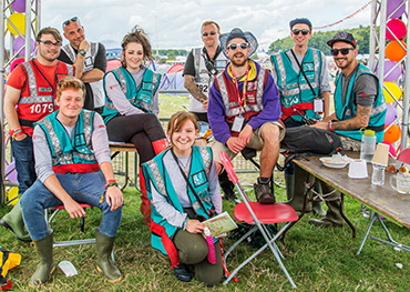 Hotbox Events volunteers working in a festival campsite