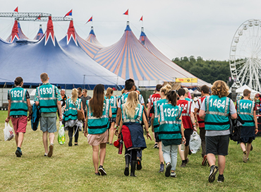 Hotbox Events Download Festival arena volunteers on their way to work