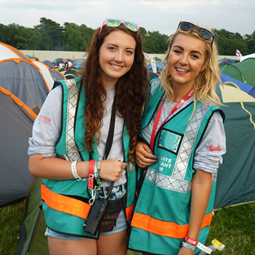Volunteer at Reading Festival - Campsite volunteers with tents