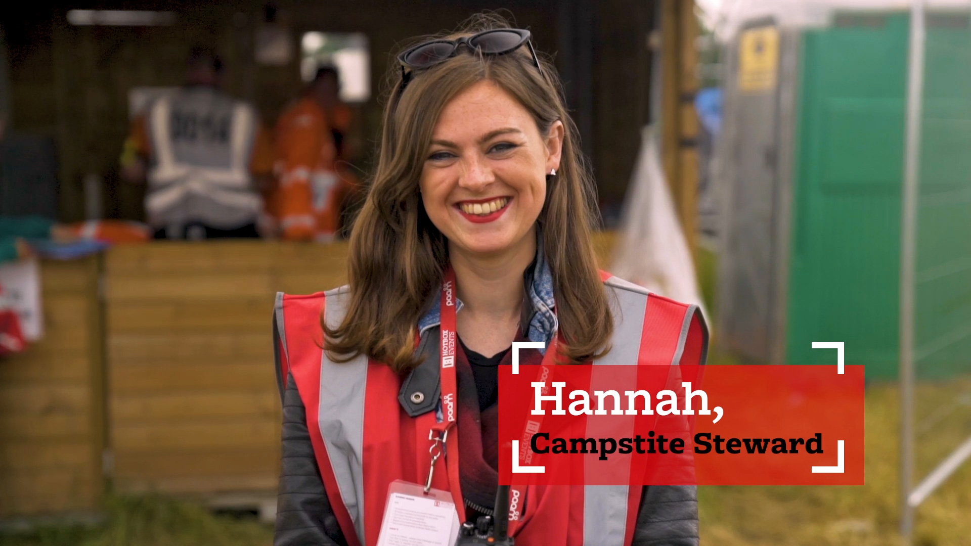 Hannah a Campsite Steward volunteering with Hotbox Events at Download Festival!