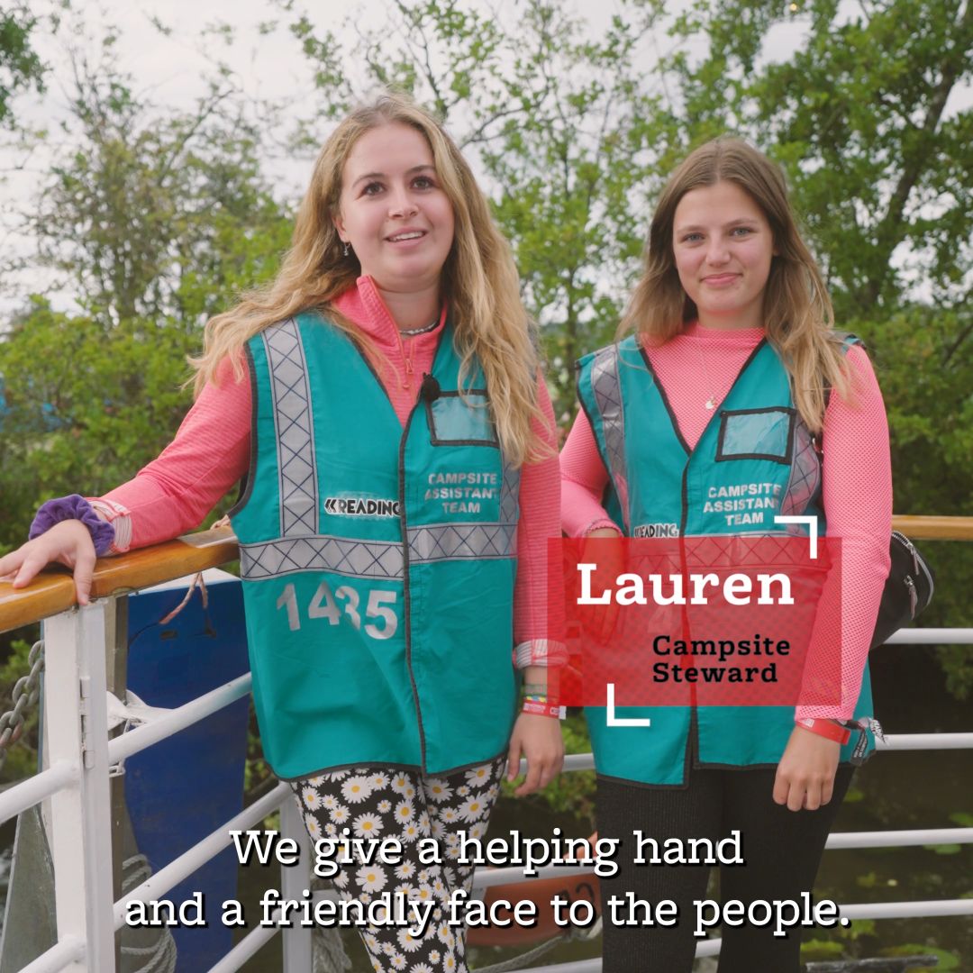 Lauren a Campsite Steward volunteering with Hotbox Events at Reading Festival!