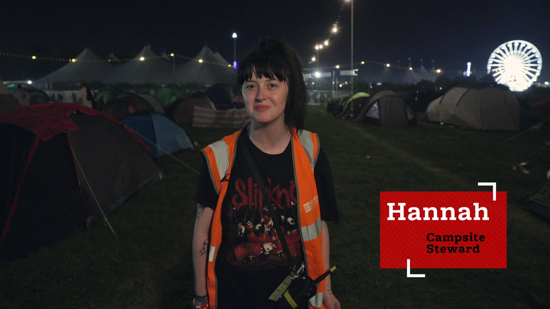 Hannah a Campsite Steward volunteering with Hotbox Events at Leeds Festival!