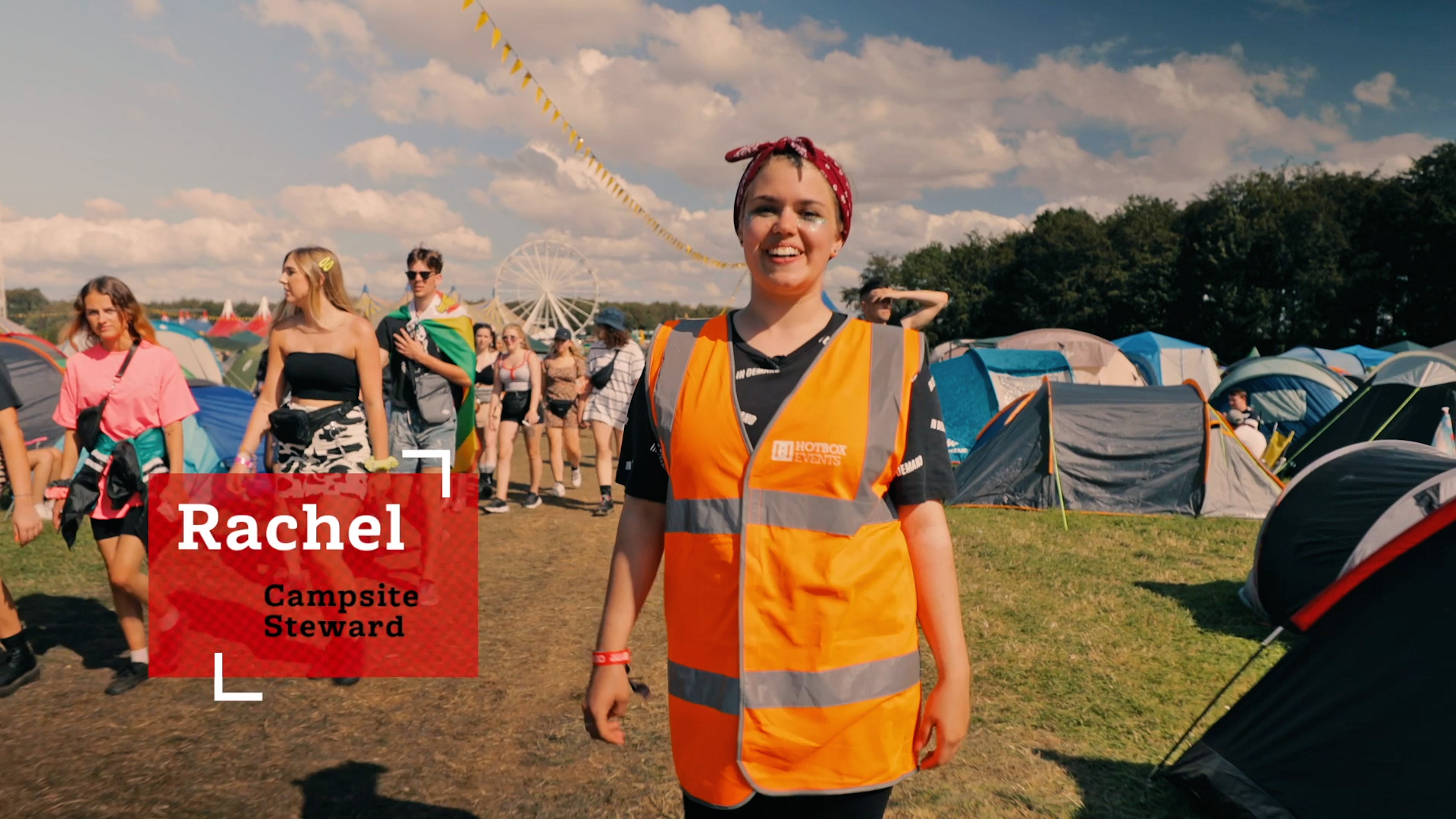 Rachel a Campsite Steward volunteering with Hotbox Events at Leeds Festival!