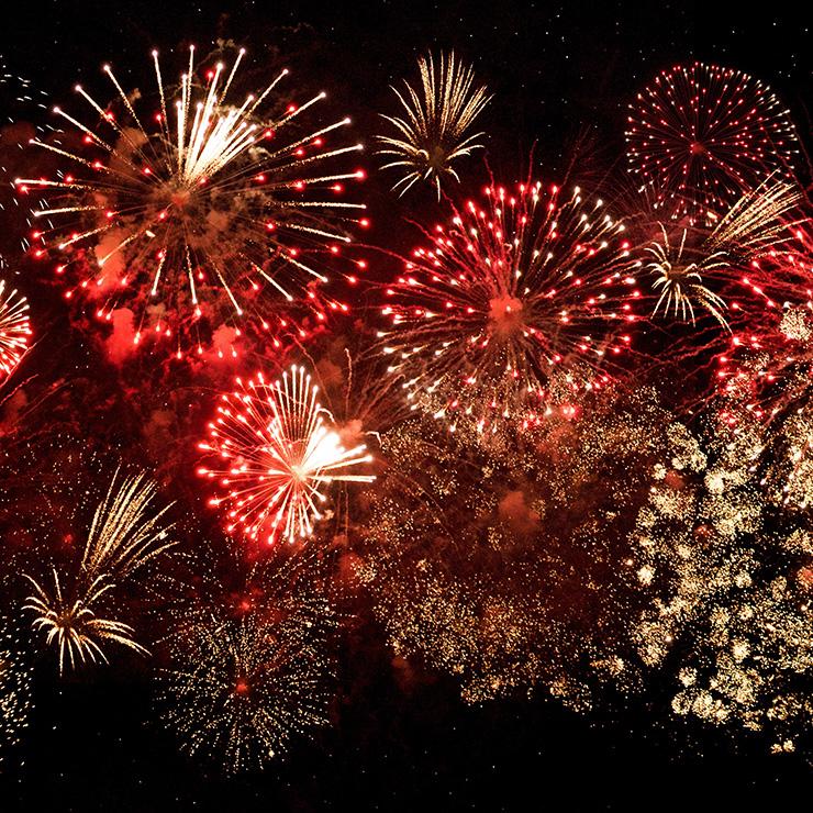 Event Jobs at BBC Live 2021 - Work with Hotbox Events staff team - Red and gold fireworks - 2021-001 740PxSq72Dpi