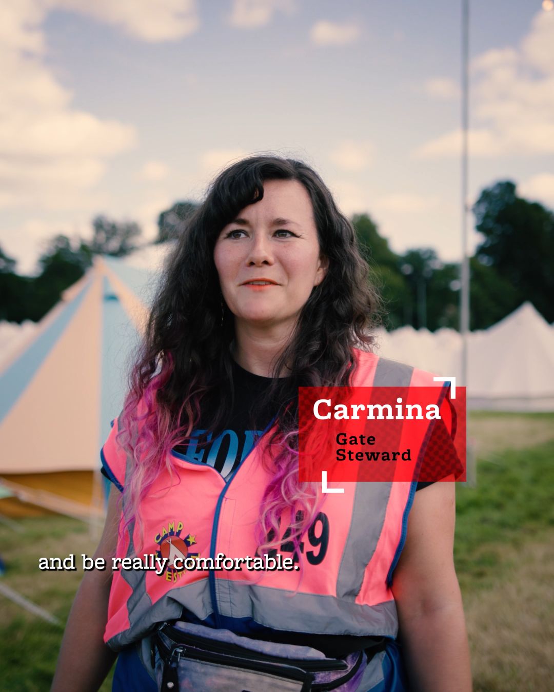 Carmina a Gate Steward working with Hotbox Events at Camp Bestival!