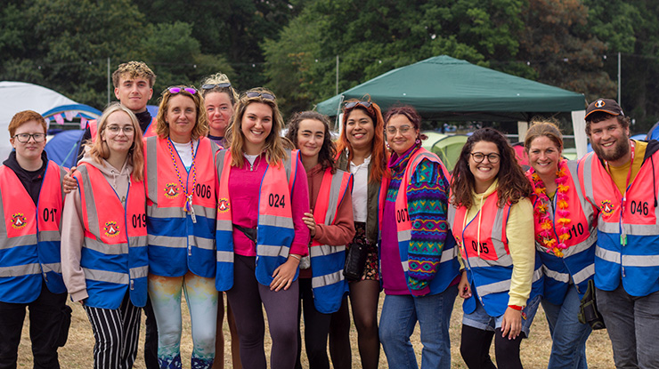 Jobs and Volunteering at Camp Bestival Shropshire with Hotbox Events - Staff and volunteers in Hotbox campsite v2023001 740x415Px72Dpi