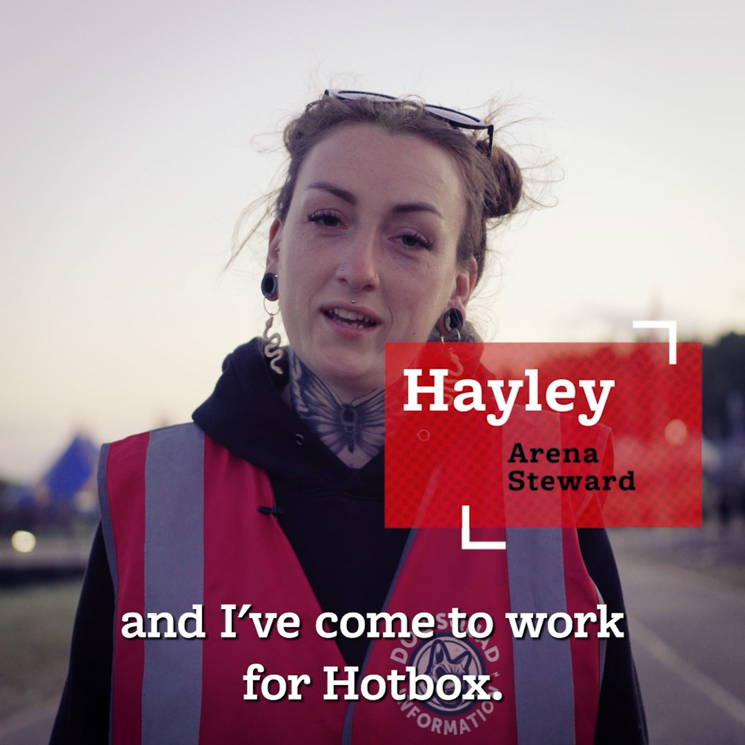 Hayley an Arena Steward volunteering with Hotbox Events at Download Festival!