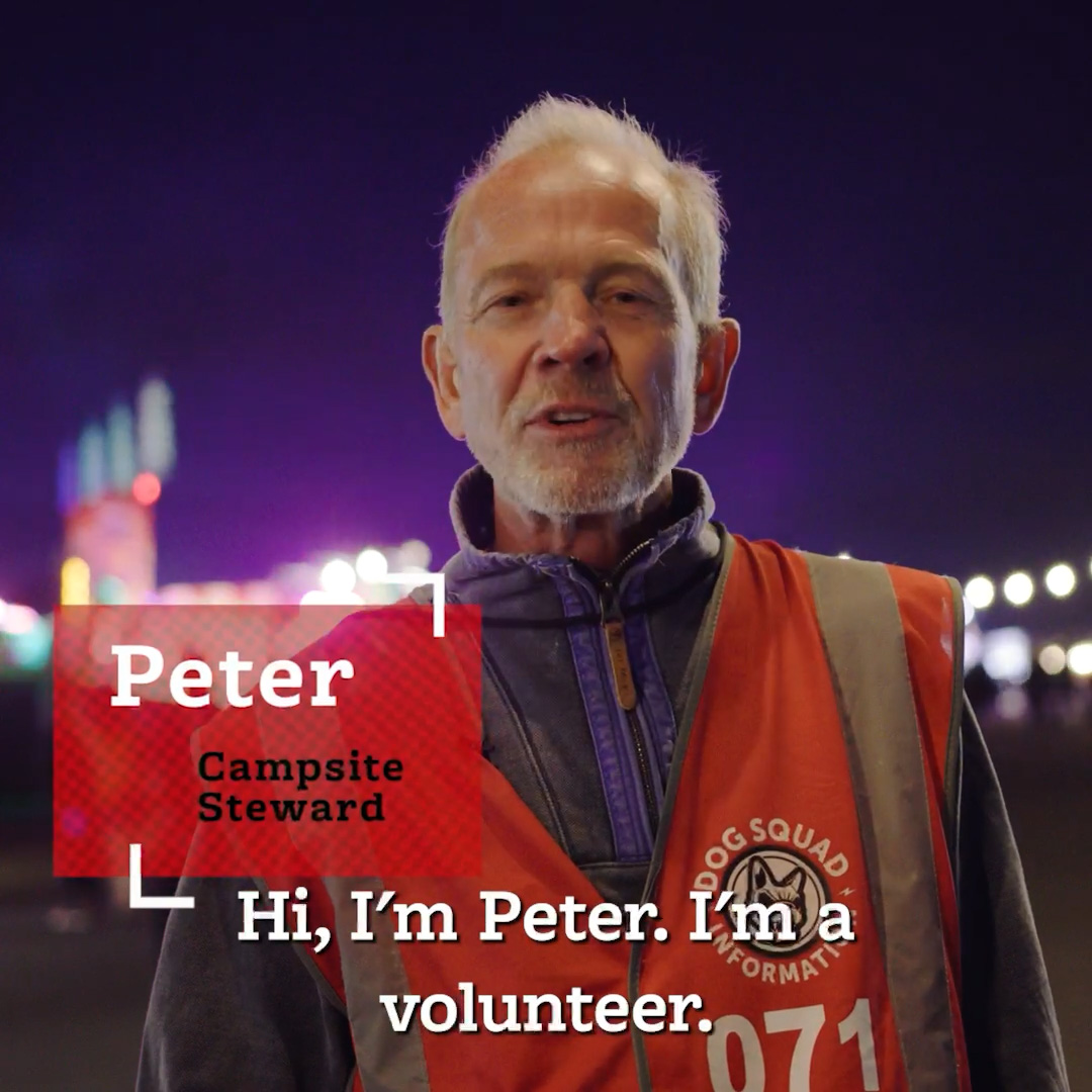 Peter a Campsite Steward volunteering with Hotbox Events at Download Festival!