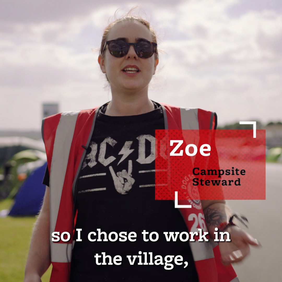 Zoe a Campsite Steward volunteering with Hotbox Events at Download Festival!
