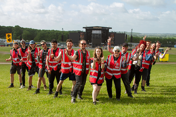 Volunteer at Download Festival with Hotbox Events - Team of volunteers in main arena v2023001 740x493Px72Dpi