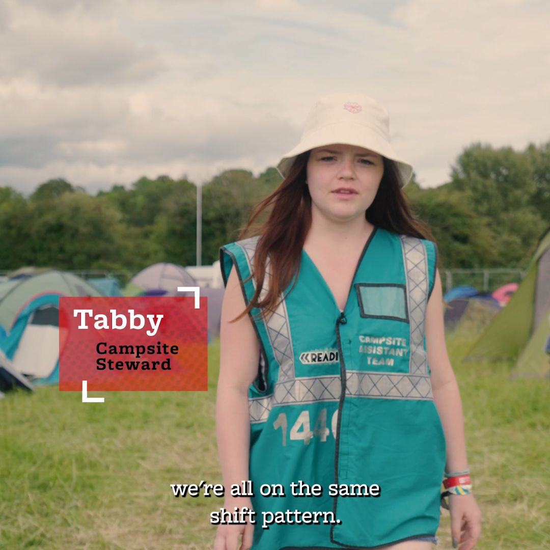 Tabby a Campsite Steward volunteering with Hotbox Events at Reading Festival!