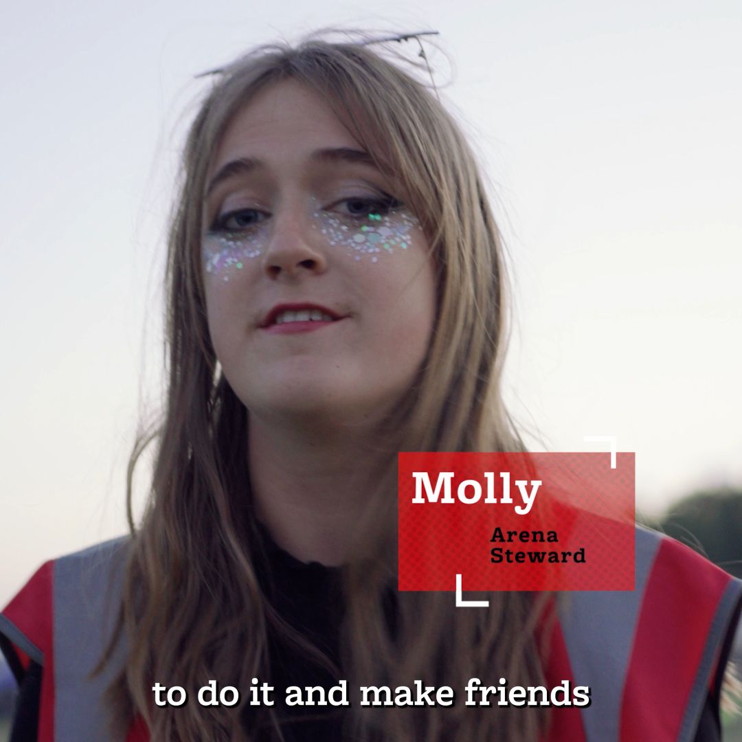 Molly an Arena Steward volunteering with Hotbox Events at Download Festival!