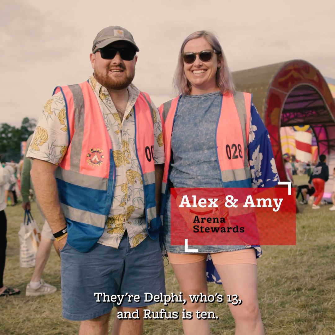 Alex and Amy Arena Stewards volunteering with Hotbox Events at Camp Bestival!