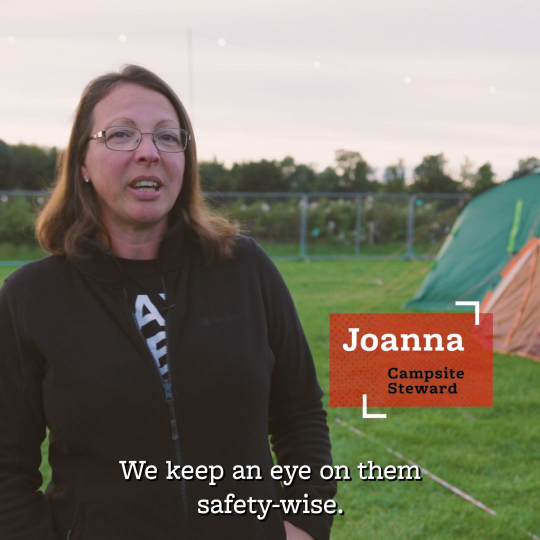 Jo a Campsite Steward volunteering with Hotbox Events at Leeds Festival!