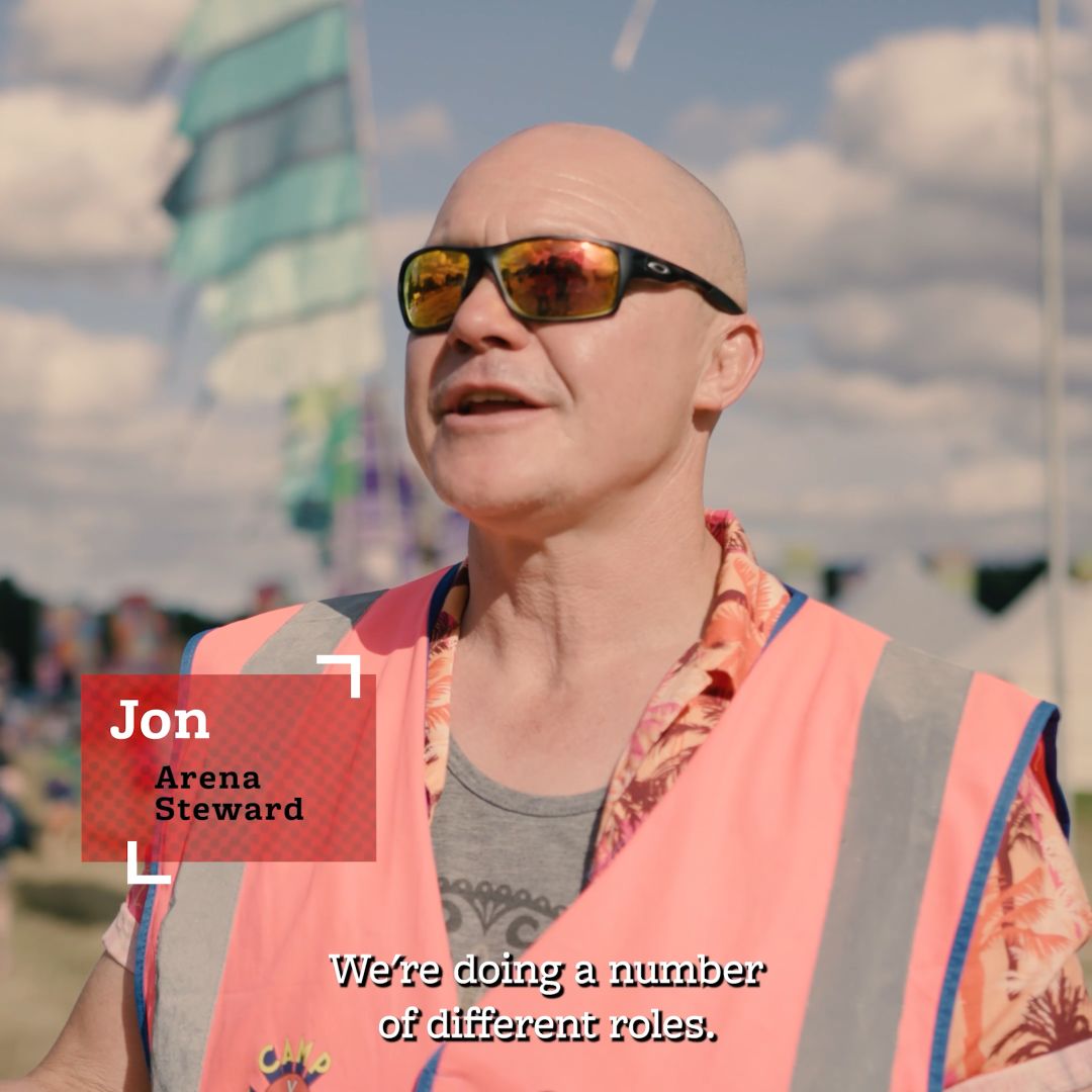 Jon an Arena Steward volunteering with Hotbox Events at Camp Bestival!