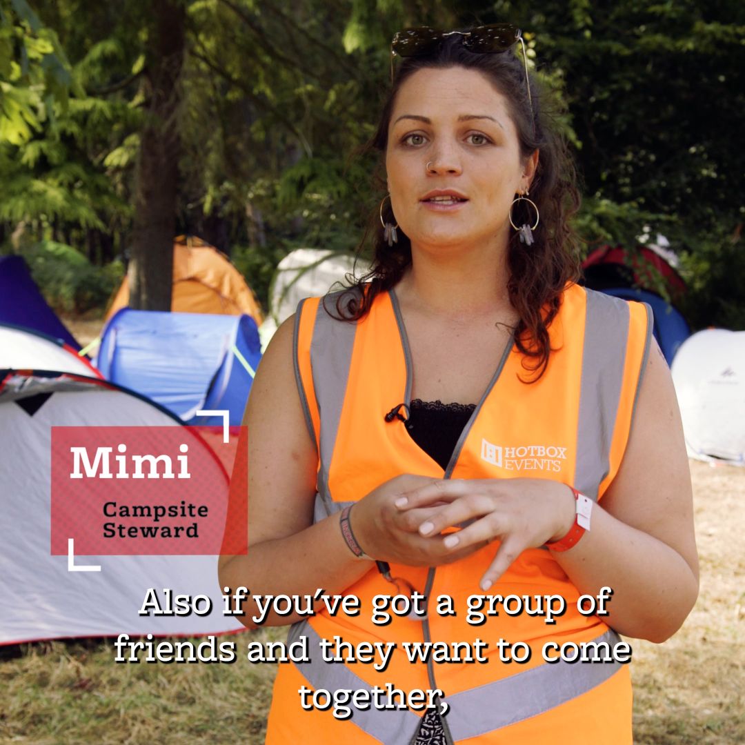 Mimi a Campsite Steward volunteering with Hotbox Events at Latitude Festival!