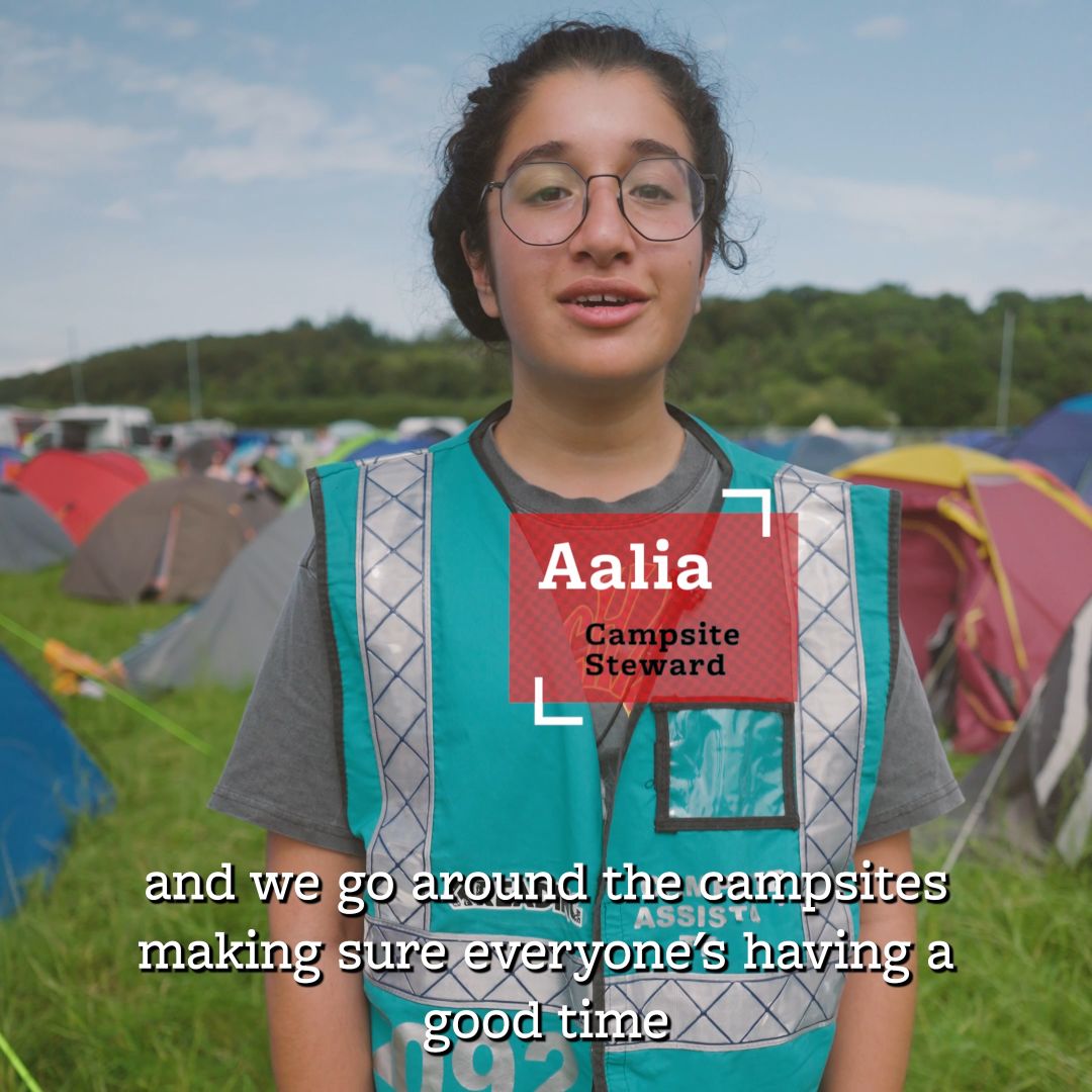 Aalia a Campsite Steward volunteering with Hotbox Events at Reading Festival!