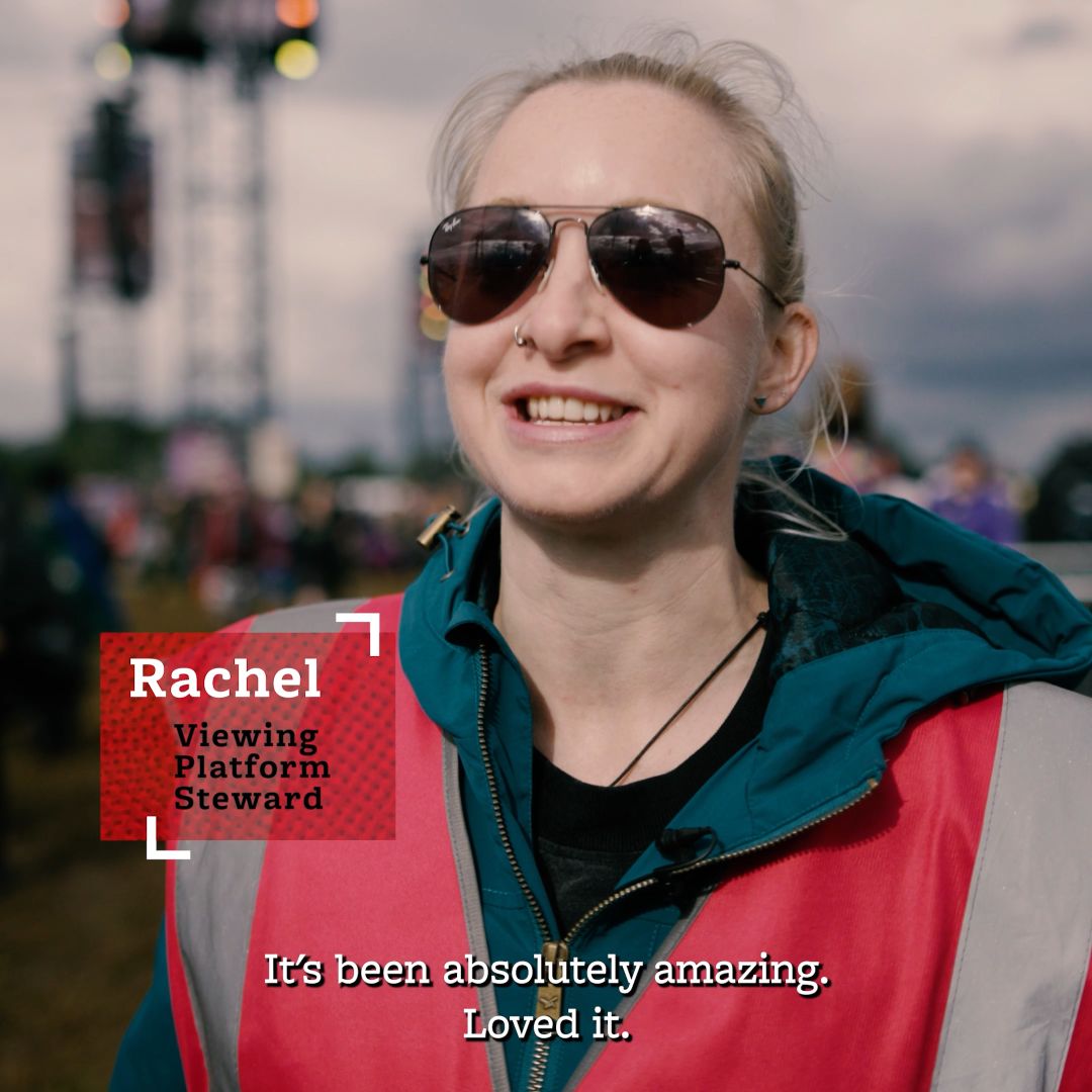 Rachel an Arena Steward volunteering with Hotbox Events at Download Festival!