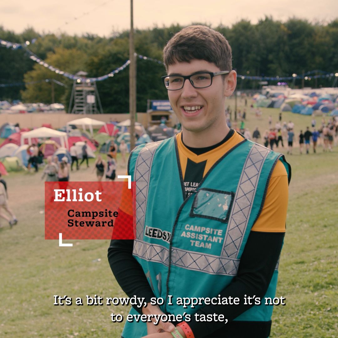 Elliot a Campsite Steward volunteering with Hotbox Events at Leeds Festival!