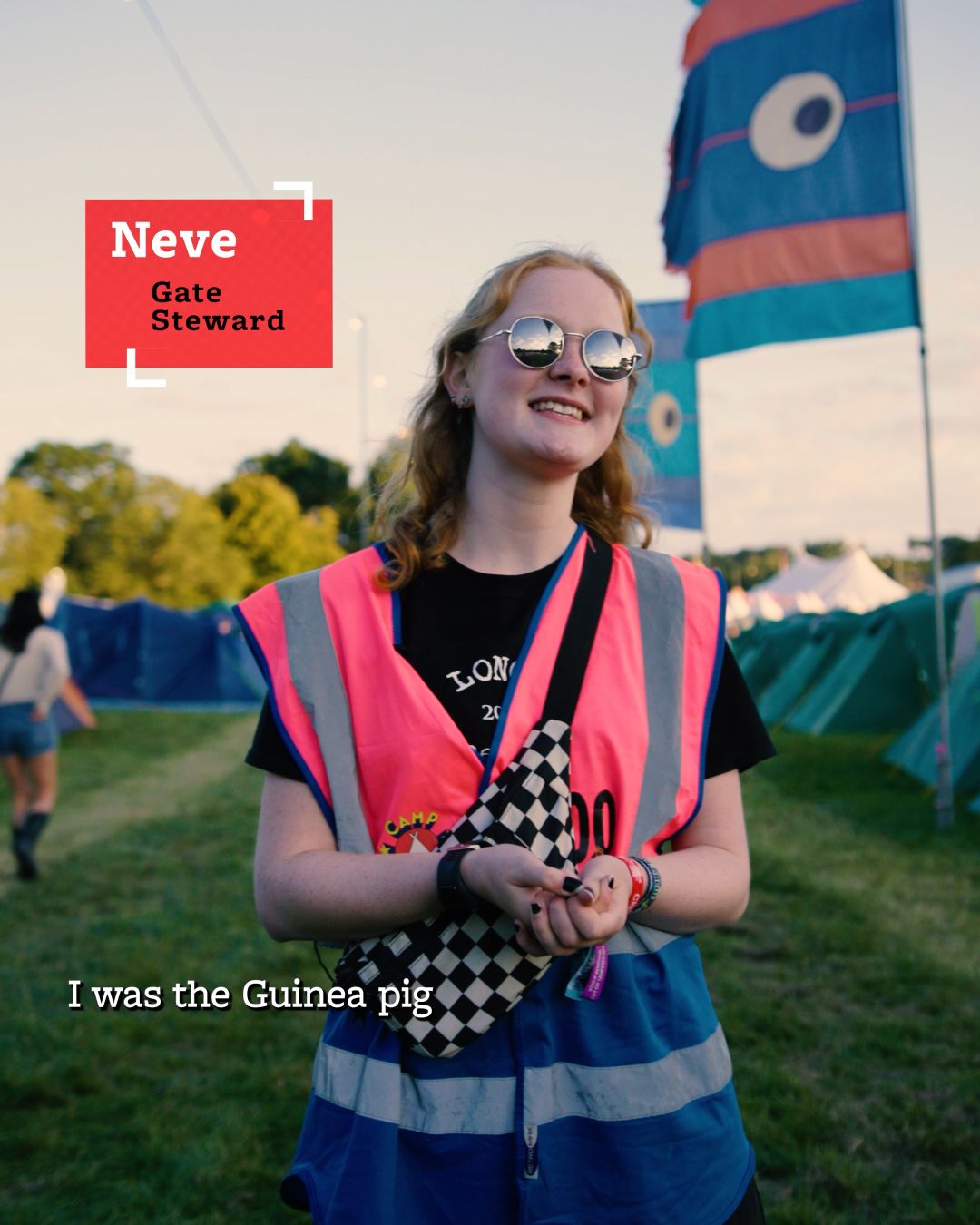 Neve a Gate Steward working with Hotbox Events at Camp Bestival!